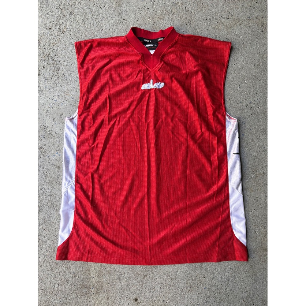 Vintage And1 Basketball Jersey Tank Top Red White Mesh Mens Large Y2K Streetball